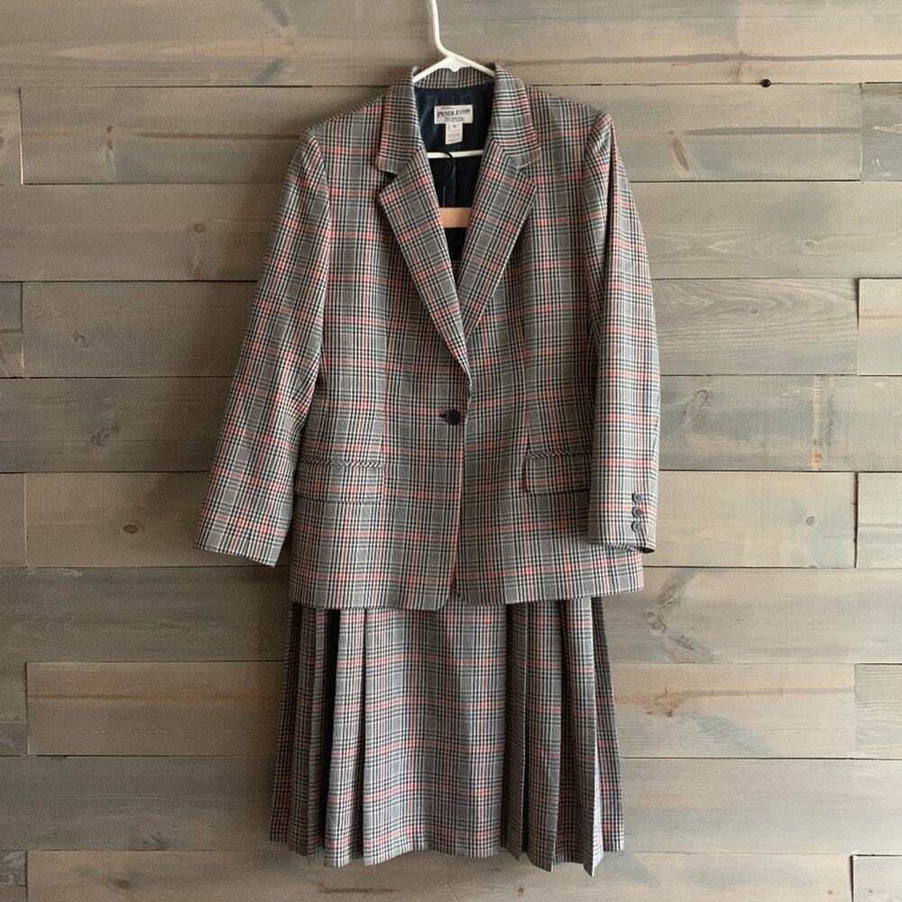 PENDLETON | Women’s 2-Piece Blazer Plaid Skirt Set Size 12